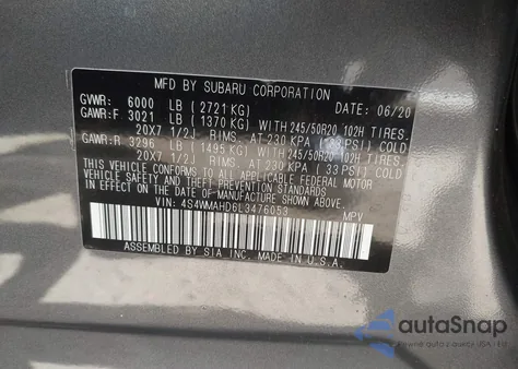 2020 Subaru Ascent Premium from USA, damaged, VIN 4S4WMAHD6L3476053